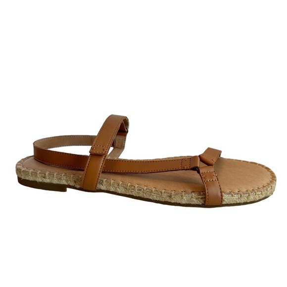 Madewell The Hallie Espadrille Sandals Brown Leather Open Toe Flat Strappy Sz 11 - Picture 4 of 12